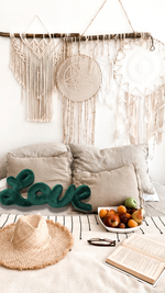Load image into Gallery viewer, Royal Green Love Script Throw Pillow
