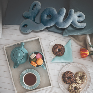 Light Blue Love Script Throw Pillow