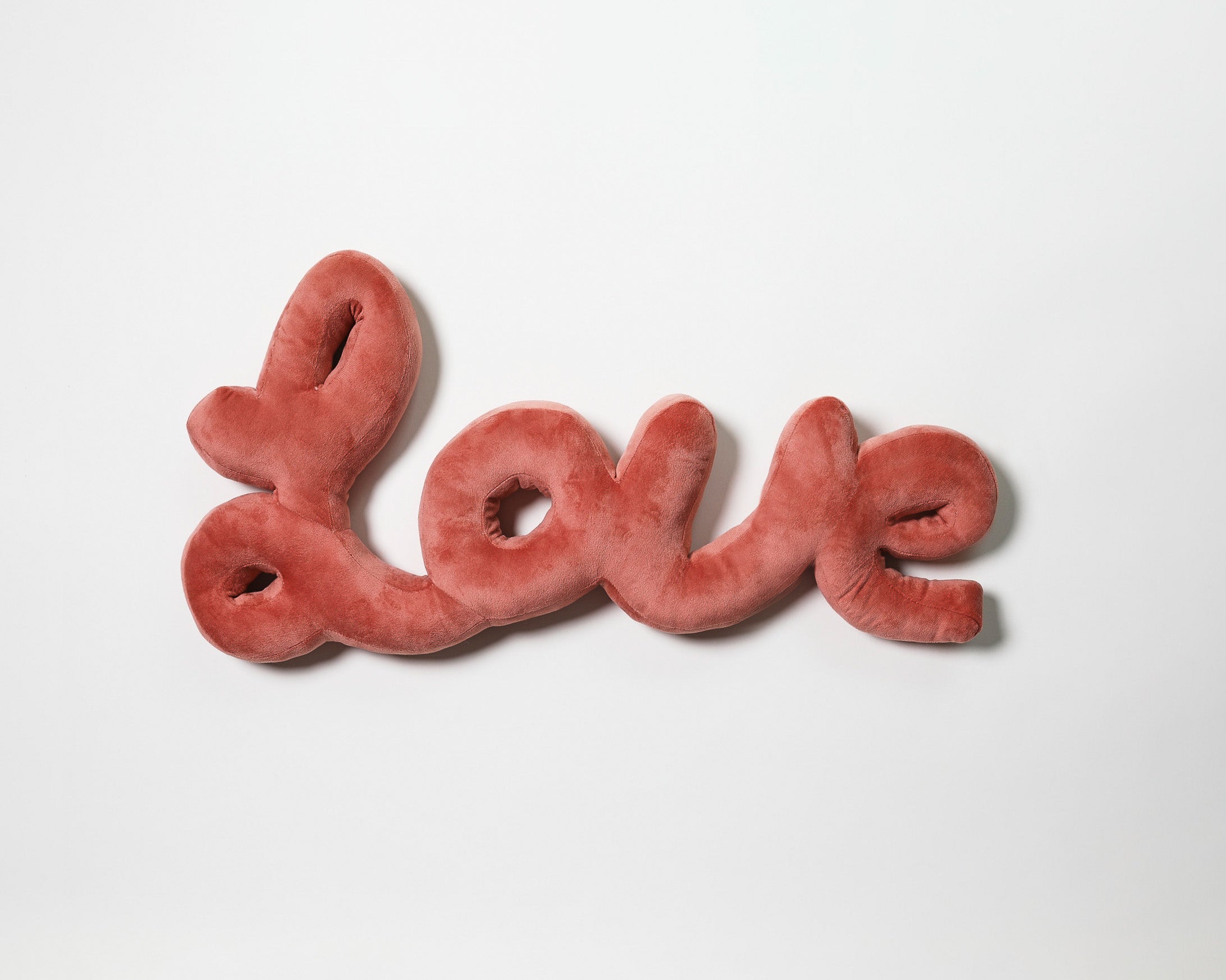 Coral Pink Love Script Throw Pillow